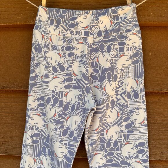 LuLaRoe Disney Mickey Mouse Print Leggings Tween Size Blue & White Stretchy - Picture 4 of 7